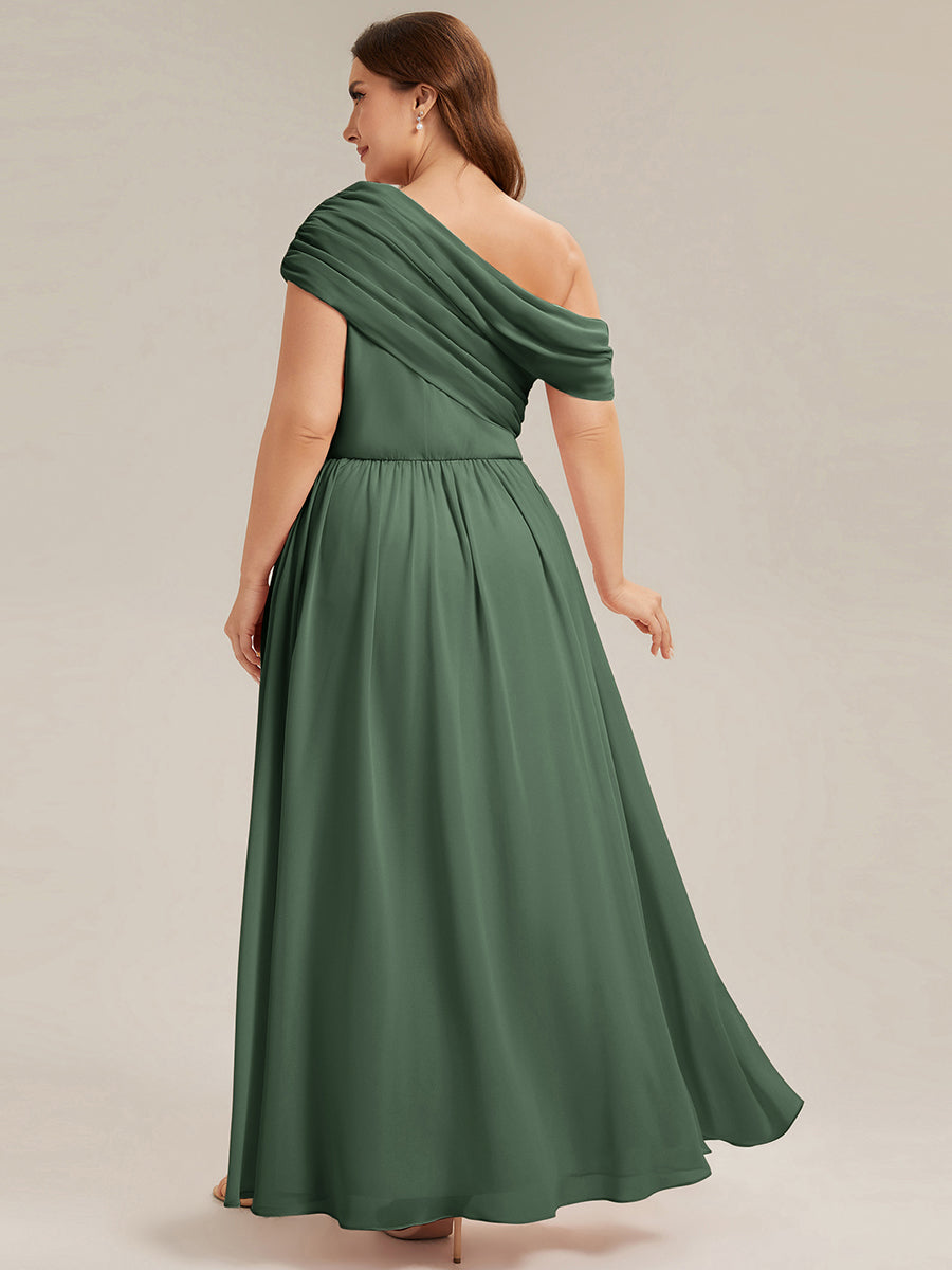 Maxilänge Asymmetrisches A-Linien Chiffon Kleid Mit Raffiniertem Design Für Elegante Anlässe #Farbe_Eukalyptus