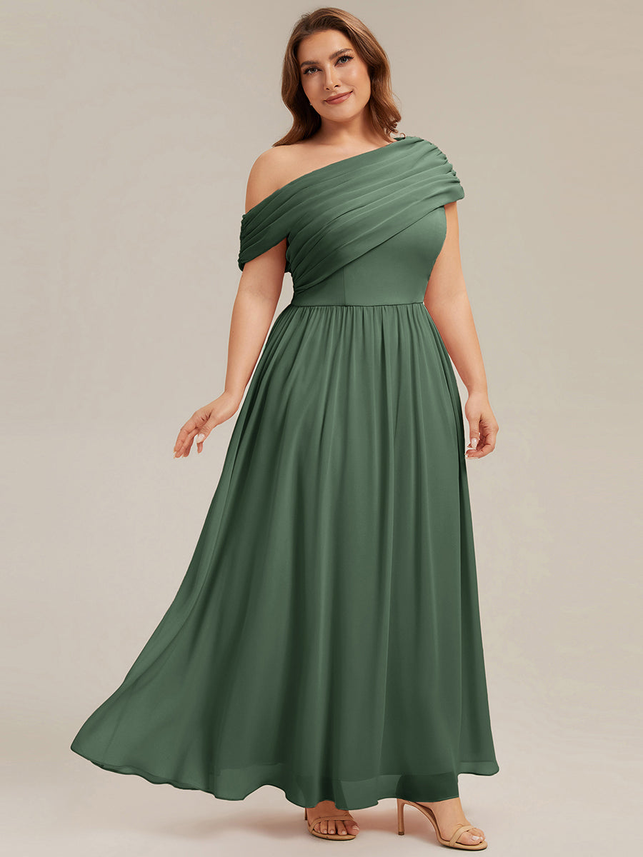 Maxilänge Asymmetrisches A-Linien Chiffon Kleid Mit Raffiniertem Design Für Elegante Anlässe #Farbe_Eukalyptus