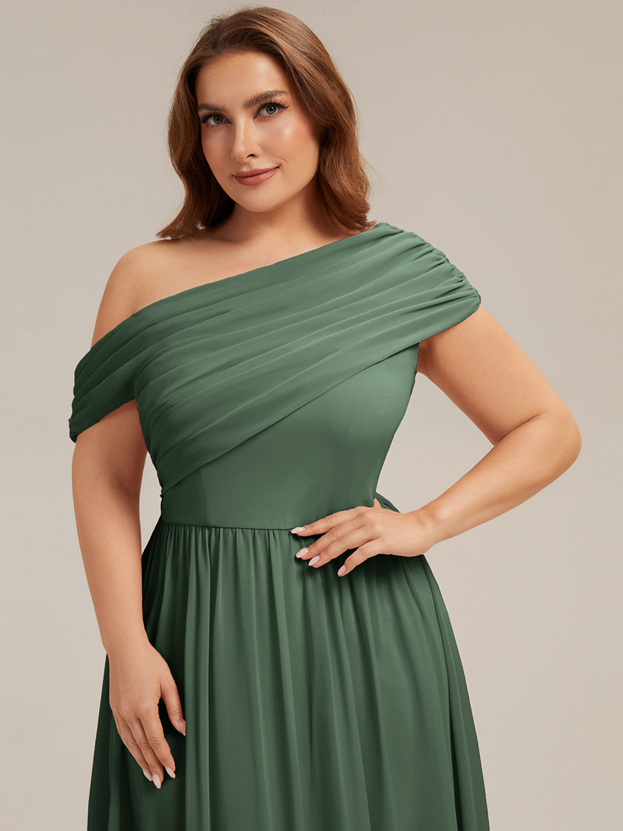 Maxilänge Asymmetrisches A-Linien Chiffon Kleid Mit Raffiniertem Design Für Elegante Anlässe #Farbe_Eukalyptus