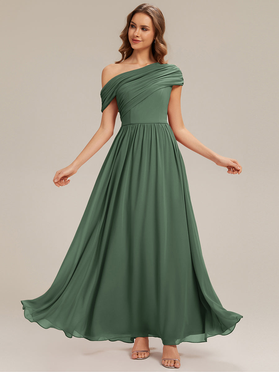 Maxilänge Asymmetrisches A-Linien Chiffon Kleid Mit Raffiniertem Design Für Elegante Anlässe #Farbe_Eukalyptus