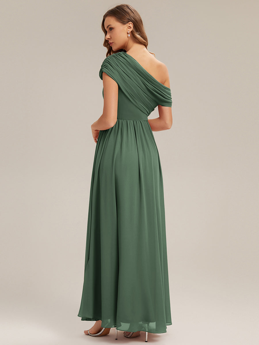 Maxilänge Asymmetrisches A-Linien Chiffon Kleid Mit Raffiniertem Design Für Elegante Anlässe #Farbe_Eukalyptus