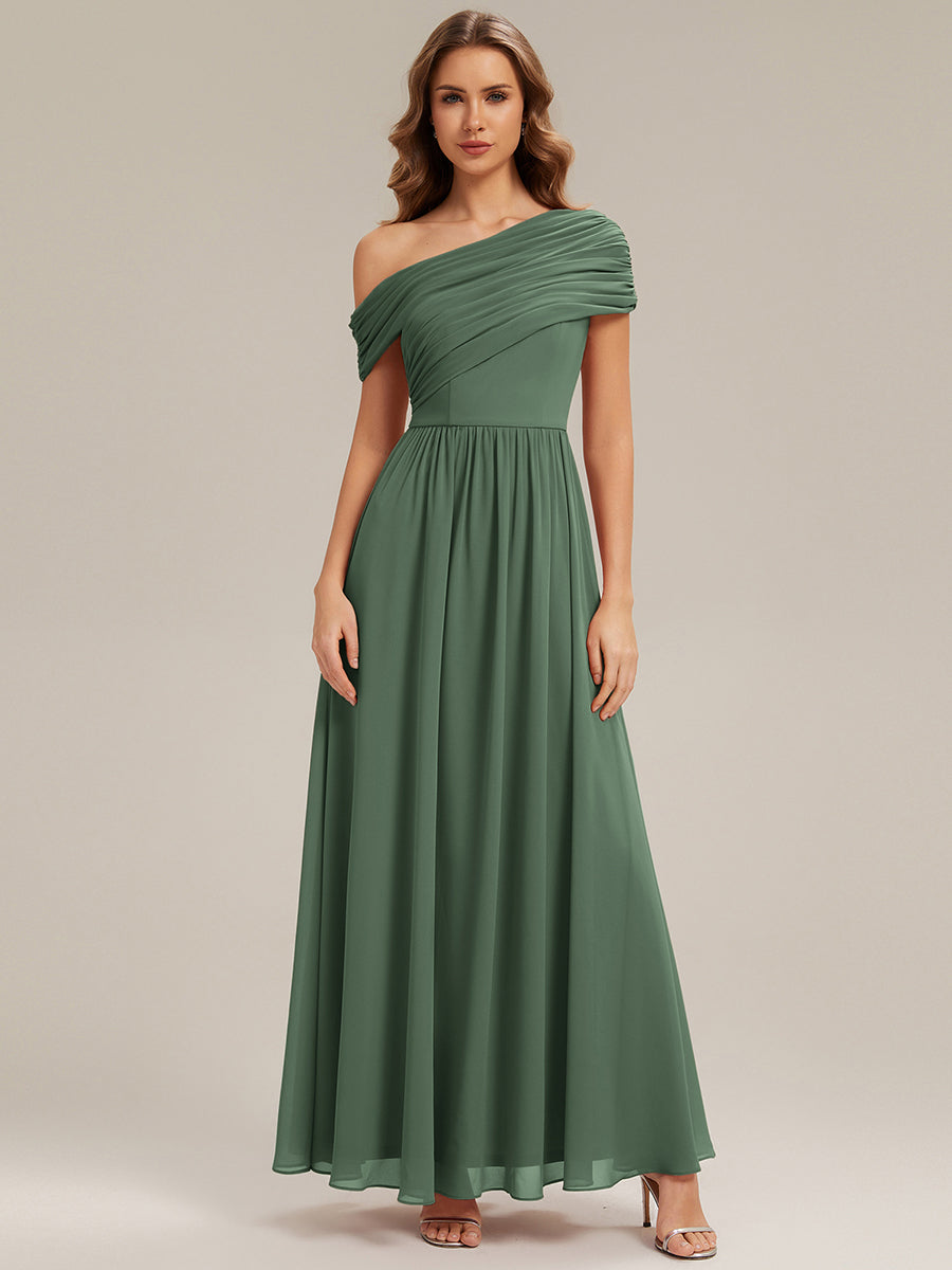 Maxilänge Asymmetrisches A-Linien Chiffon Kleid Mit Raffiniertem Design Für Elegante Anlässe #Farbe_Eukalyptus