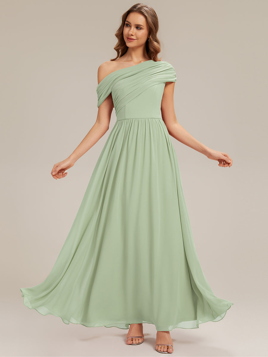 Maxilänge Asymmetrisches A-Linien Chiffon Kleid Mit Raffiniertem Design Für Elegante Anlässe #Farbe_Mintgrün