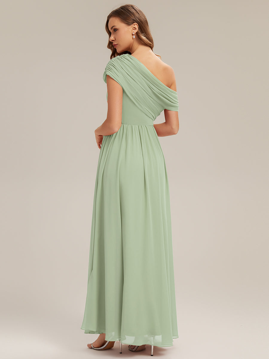 Maxilänge Asymmetrisches A-Linien Chiffon Kleid Mit Raffiniertem Design Für Elegante Anlässe #Farbe_Mintgrün