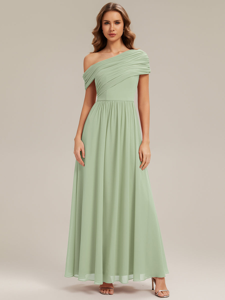 Maxilänge Asymmetrisches A-Linien Chiffon Kleid Mit Raffiniertem Design Für Elegante Anlässe #Farbe_Mintgrün