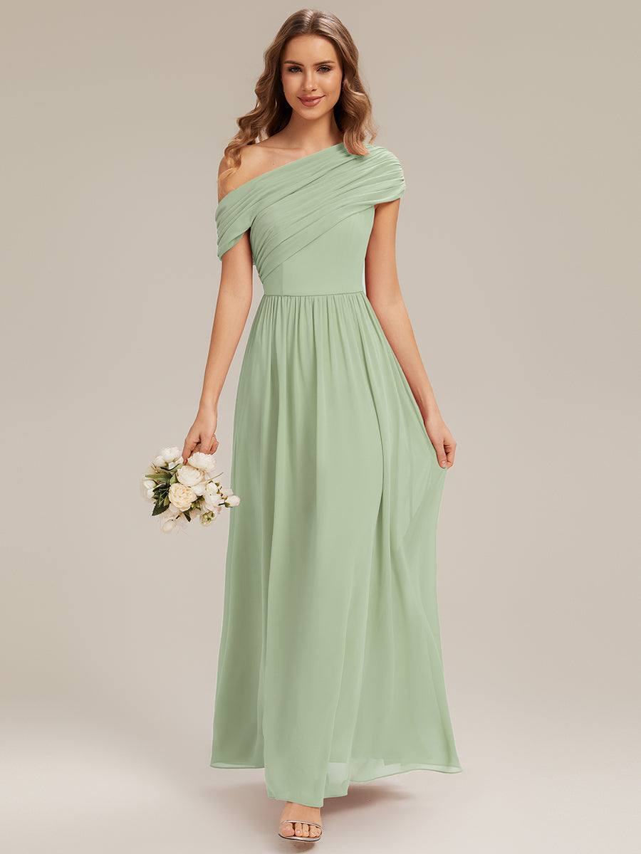 Maxilänge Asymmetrisches A-Linien Chiffon Kleid Mit Raffiniertem Design Für Elegante Anlässe #Farbe_Mintgrün