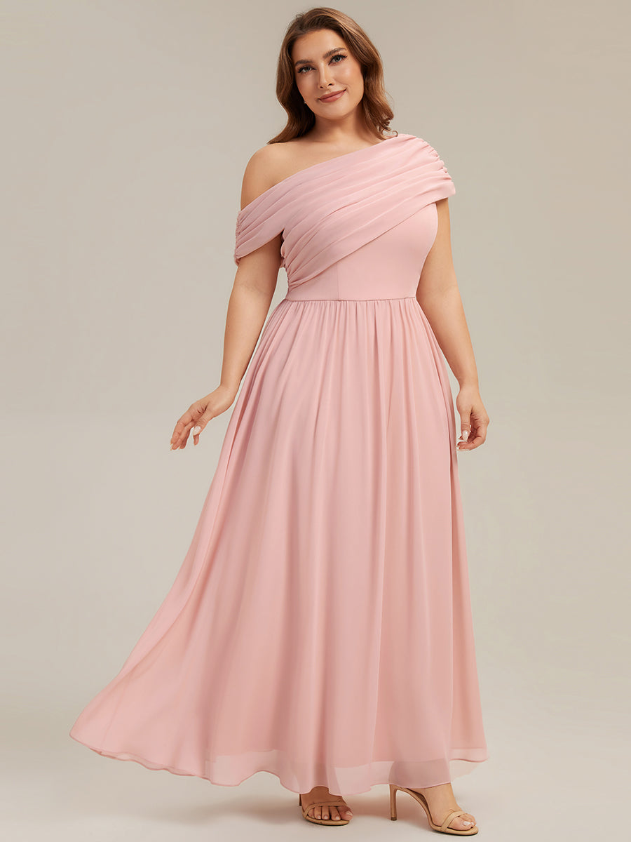 Maxilänge Asymmetrisches A-Linien Chiffon Kleid Mit Raffiniertem Design Für Elegante Anlässe #Farbe_Pink