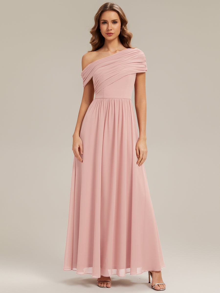 Maxilänge Asymmetrisches A-Linien Chiffon Kleid Mit Raffiniertem Design Für Elegante Anlässe #Farbe_Pink