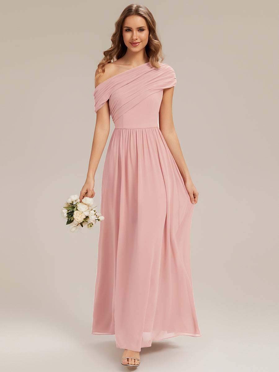 Maxilänge Asymmetrisches A-Linien Chiffon Kleid Mit Raffiniertem Design Für Elegante Anlässe #Farbe_Pink