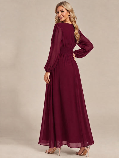 Chiffon A-Linie Puffärmel,. Nicht elastisch brautjungfernkleid #Farbe_Burgunderrot