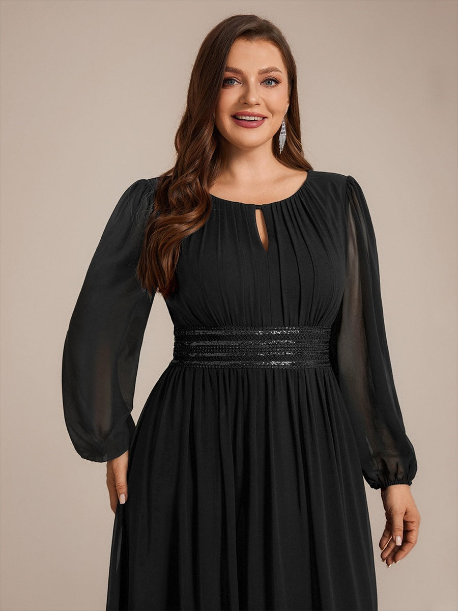 Chiffon A-Linie Puffärmel,. Nicht elastisch brautjungfernkleid #Farbe_Schwarz