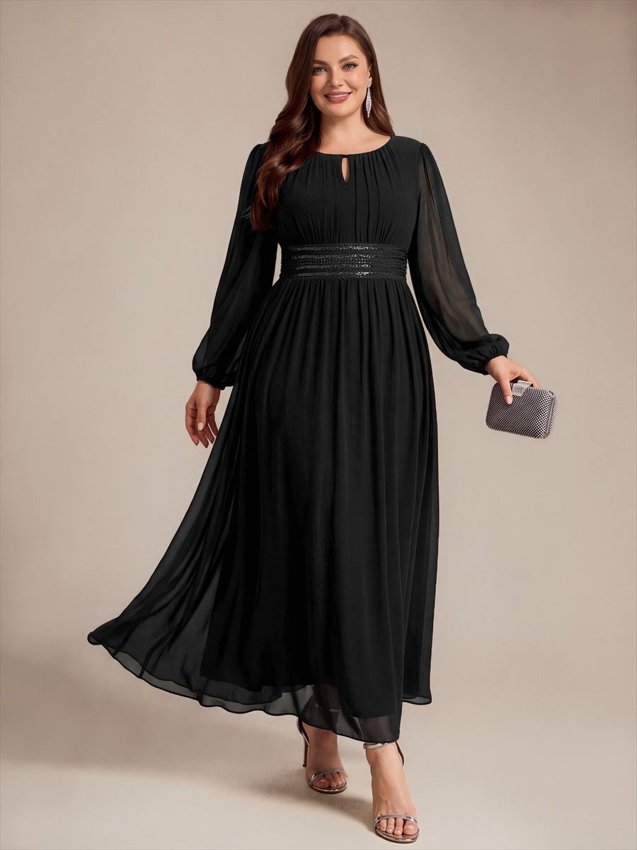 Chiffon A-Linie Puffärmel,. Nicht elastisch brautjungfernkleid #Farbe_Schwarz