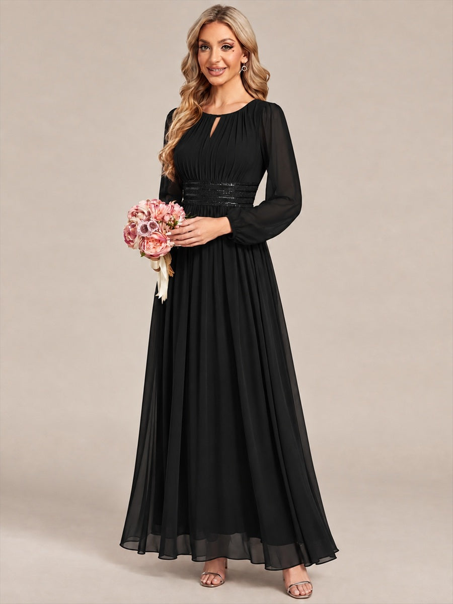 Chiffon A-Linie Puffärmel,. Nicht elastisch brautjungfernkleid #Farbe_Schwarz