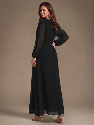 Chiffon A-Linie Puffärmel,. Nicht elastisch brautjungfernkleid #Farbe_Schwarz