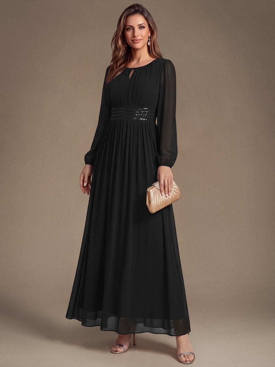 Chiffon A-Linie Puffärmel,. Nicht elastisch brautjungfernkleid #Farbe_Schwarz