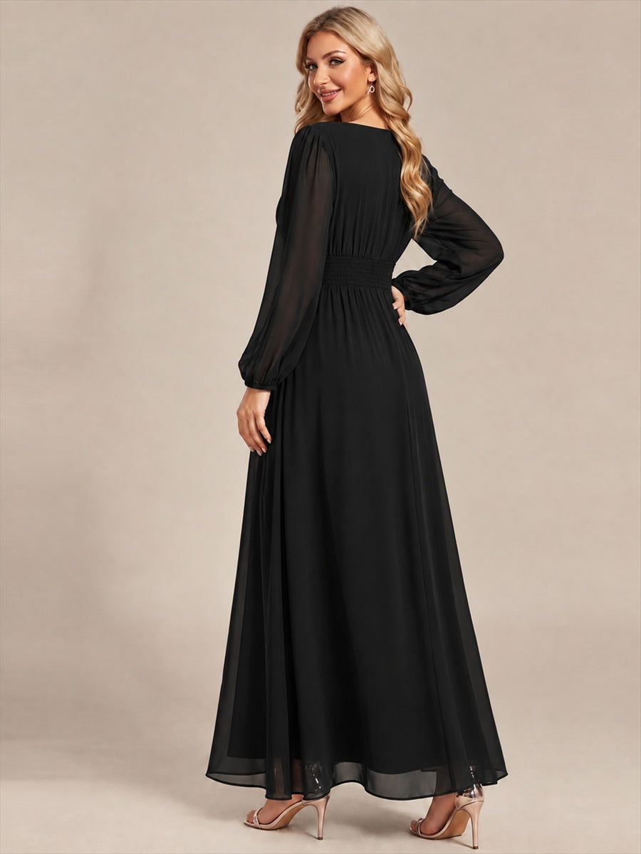 Chiffon A-Linie Puffärmel,. Nicht elastisch brautjungfernkleid #Farbe_Schwarz