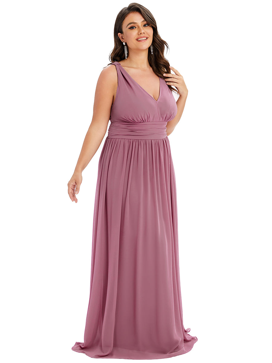 Damen V-Ausschnitt Lange Chiffon Abendkleider Festkleider 09016 #farbe_Orchideenviolett