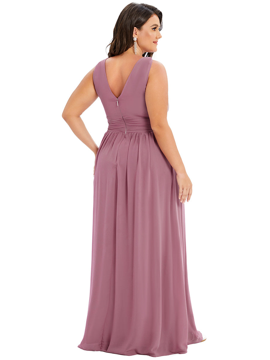 Damen V-Ausschnitt Lange Chiffon Abendkleider Festkleider 09016 #farbe_Orchideenviolett