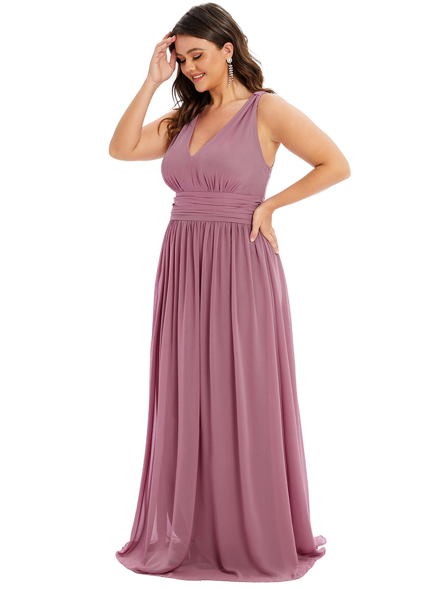 Damen V-Ausschnitt Lange Chiffon Abendkleider Festkleider 09016 #farbe_Orchideenviolett