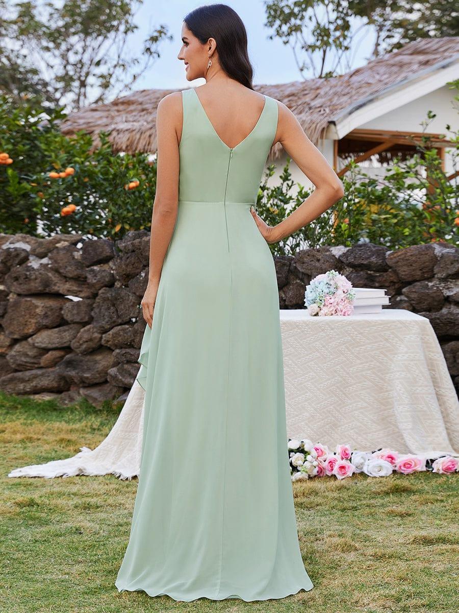 Robe d'invit¨¦ de mariage trap¨¨ze en mousseline fluide ¨¤ encolure ronde et longueur au genou #farbe_Mint Gruen