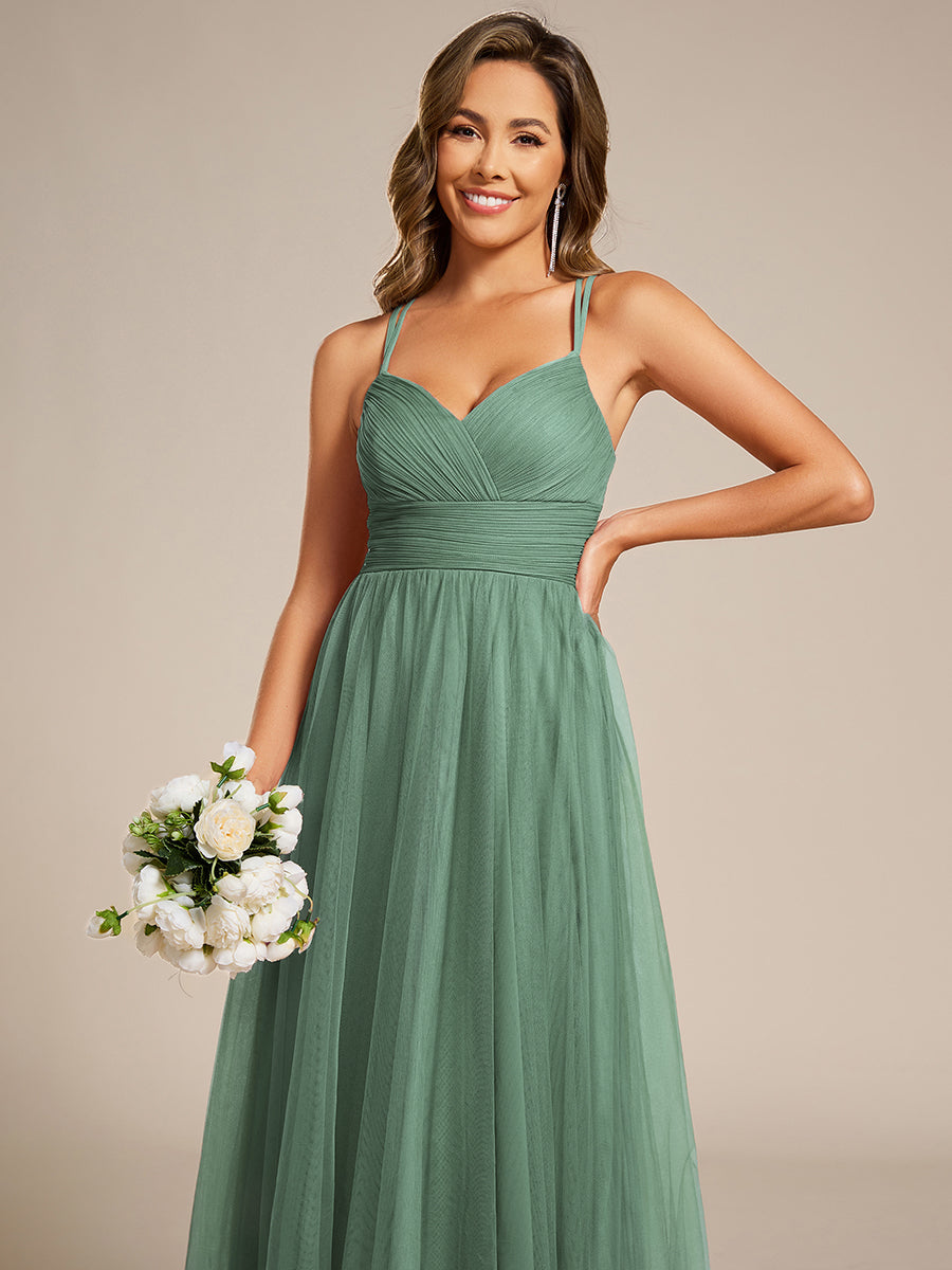 Bodenlanger V-Ausschnitt A-Linie Mesh Kleid Mit Tiefem V-Ausschnitt Und Wimpernspitzen #Farbe_Khakigrün