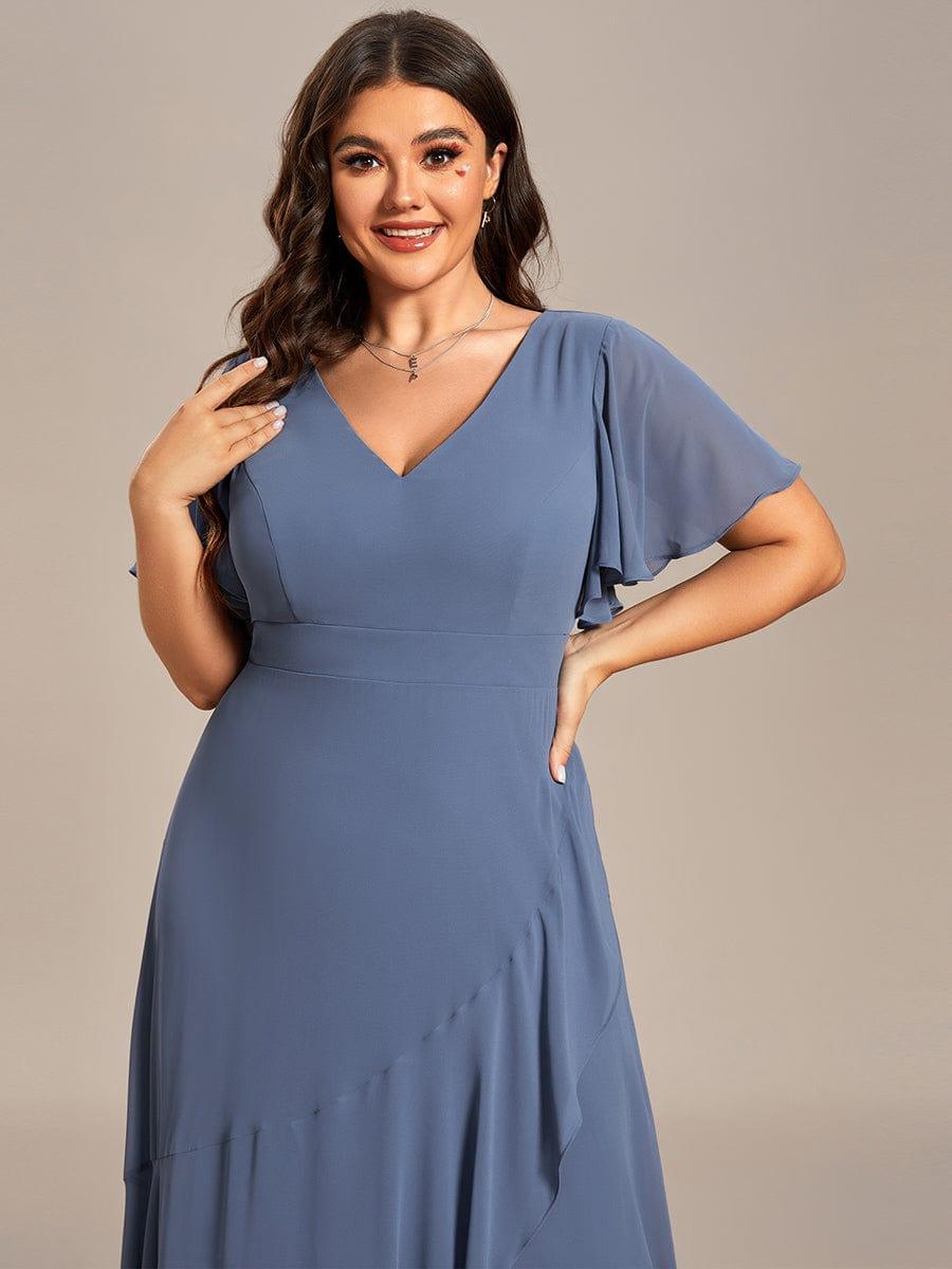 Glitzerndes A-Linien-Abendkleid mit Empire-Taille und langen Laternen?rmeln #farbe_Dusty Navy