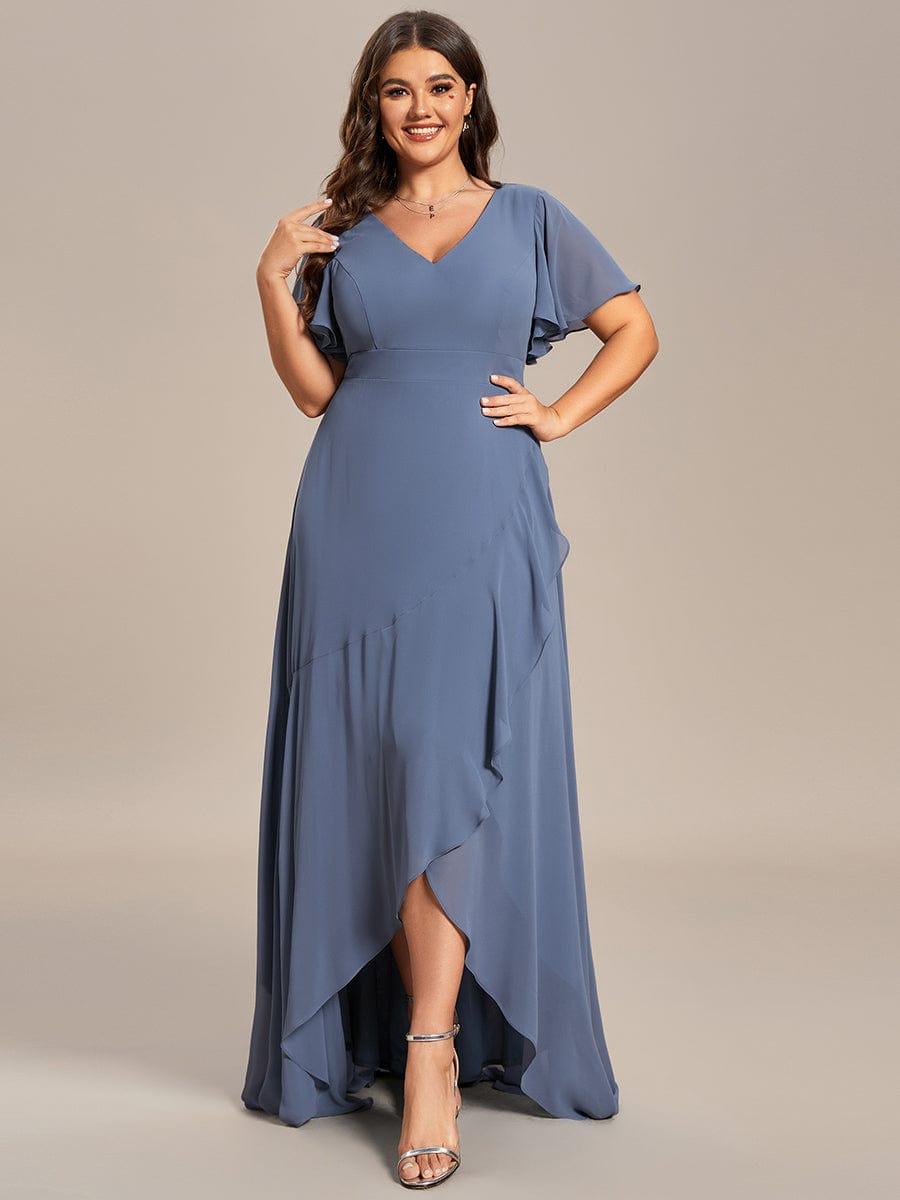 Glitzerndes A-Linien-Abendkleid mit Empire-Taille und langen Laternen?rmeln #farbe_Dusty Navy