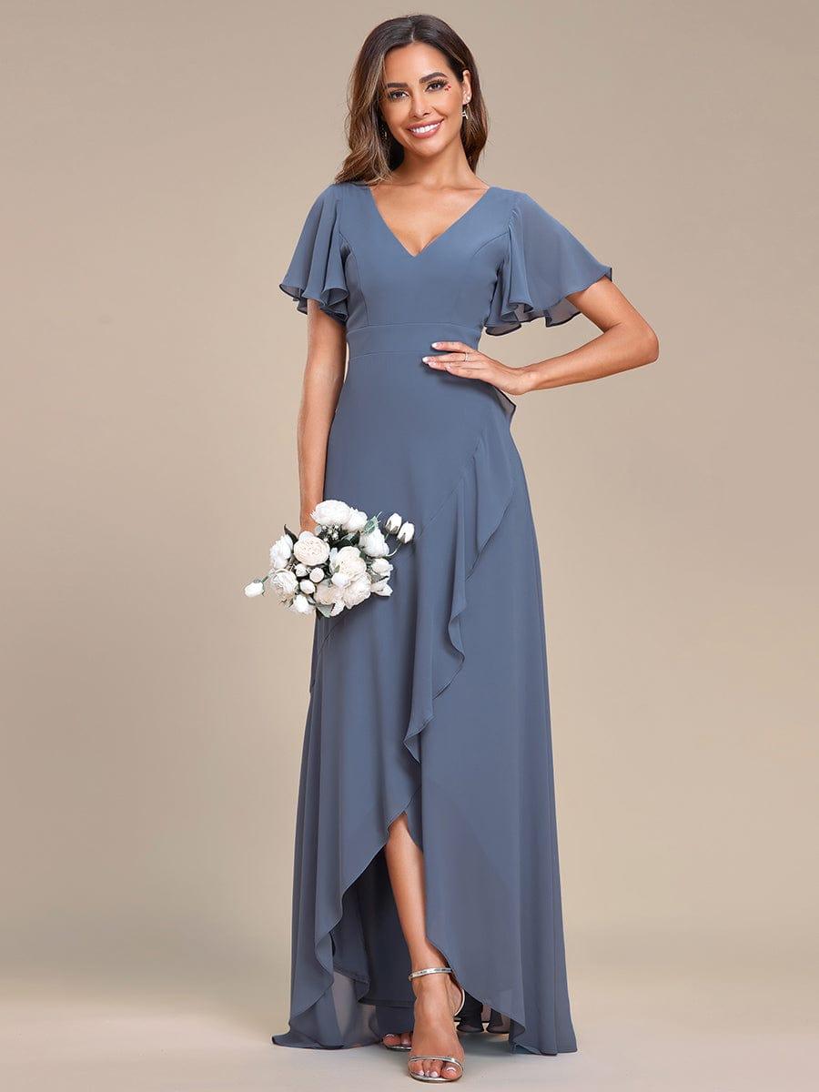 Glitzerndes A-Linien-Abendkleid mit Empire-Taille und langen Laternen?rmeln #farbe_Dusty Navy