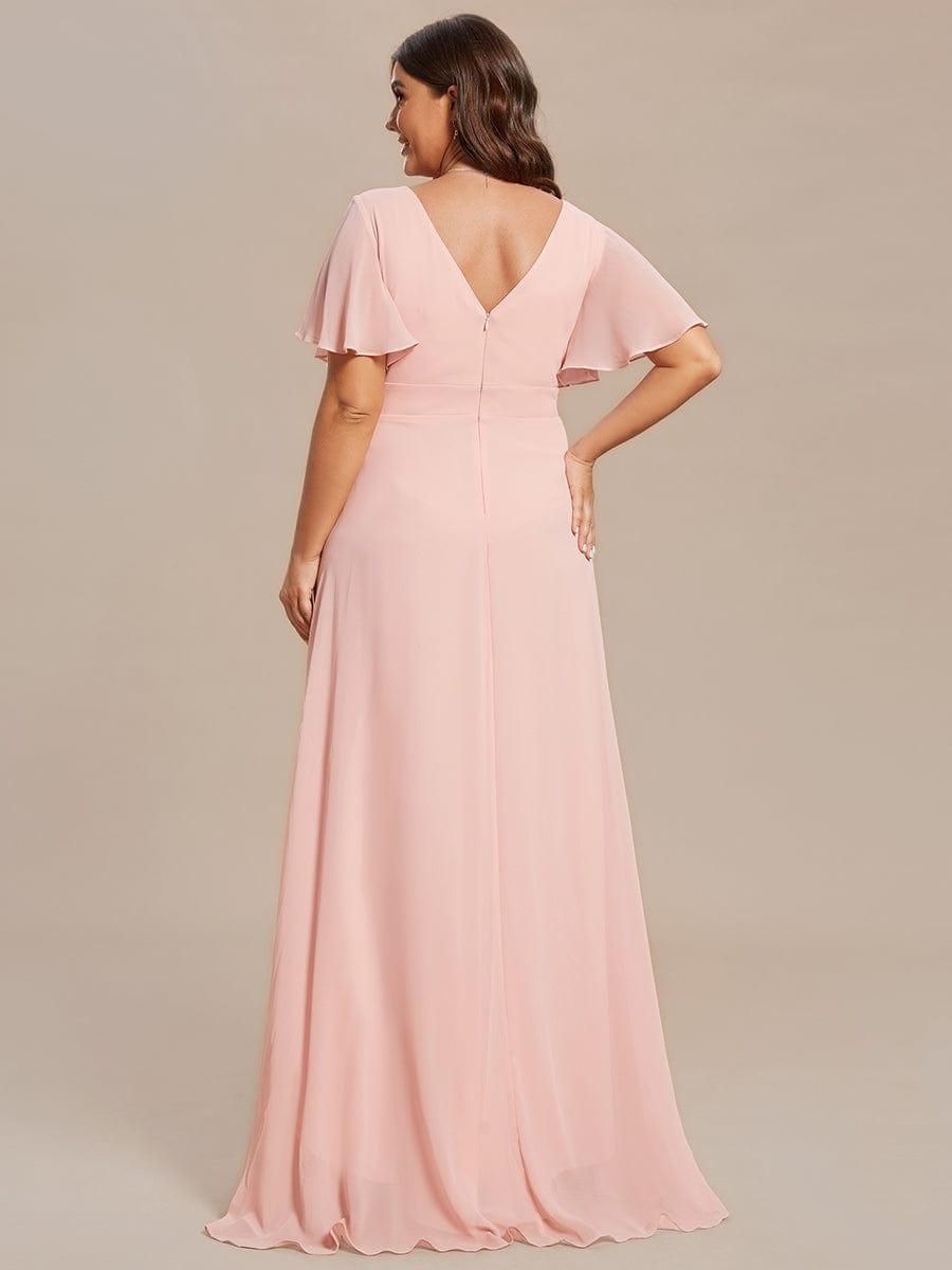 Funkelndes Abendkleid in A-Linie mit Empire-Taille und langen ?rmeln #farbe_Rosa