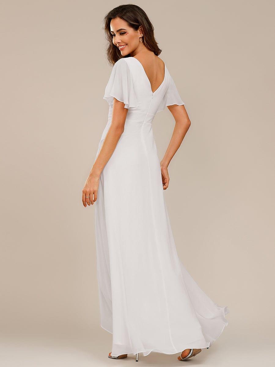 Funkelndes Abendkleid in A-Linie mit Empire-Taille und langen ?rmeln #farbe_Weiss