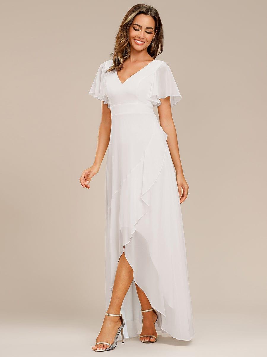 Funkelndes Abendkleid in A-Linie mit Empire-Taille und langen ?rmeln #farbe_Weiss