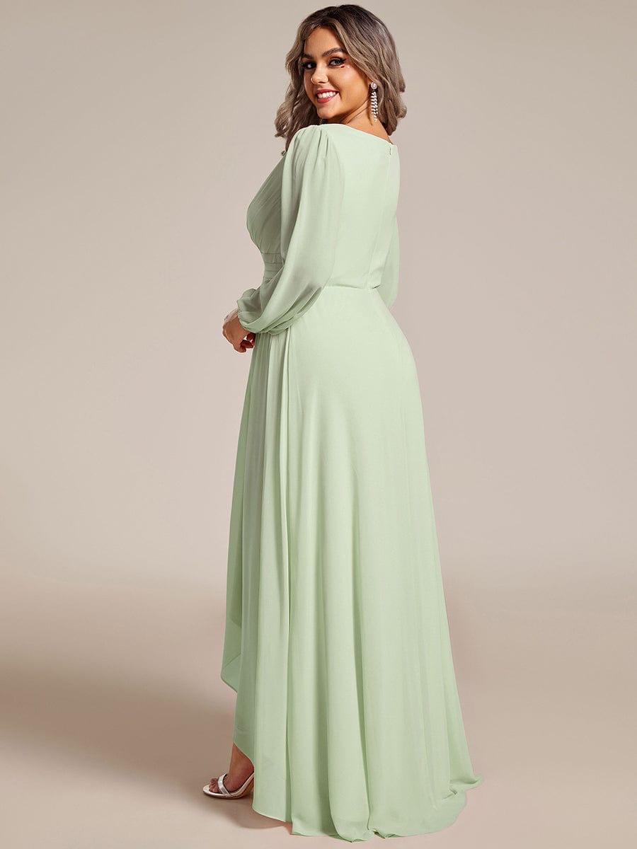 Robe d'invit¨¦ de mariage trap¨¨ze en mousseline fluide ¨¤ encolure ronde et longueur au genou #farbe_Mint Gruen