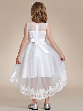 Stilvolles Ärmellos Blumenmädchenkleid in A-Linie mit Spitze  CK60046