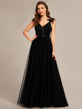 Größe Nach Maß Kunstfeder hoher Schlitz Ballkleid mit Pailletten CS01634