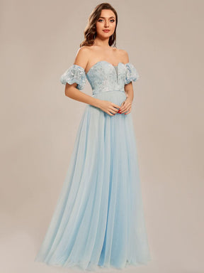 Größe Nach Maß Tüll-Abschlussballkleid im Prinzessinnen-Stil mit Puffärmeln CS01647