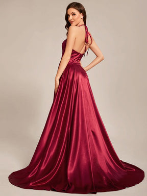 Größe Nach Maß Neckholder High Front Slit Bodenlanges Ballkleid CS01657
