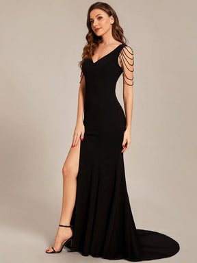 Größe Nach Maß V-Ausschnitt figurbetontes Ballkleid mit hohem Schlitz vorn CS01670