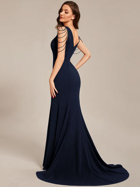 Größe Nach Maß V-Ausschnitt figurbetontes Ballkleid mit hohem Schlitz vorn CS01670