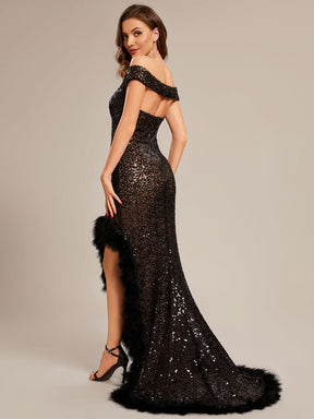 Größe Nach Maß Sexy schulterfreies Pailletten hoch Schlitz Abschlussballkleid CS01677