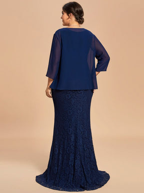 Größe Nach Maß Elegantes zweiteiliges Set Spitzen-Meerjungfrauenkleid CS01794