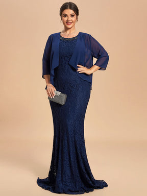 Größe Nach Maß Elegantes zweiteiliges Set Spitzen-Meerjungfrauenkleid CS01794