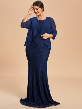 Größe Nach Maß Elegantes zweiteiliges Set Spitzen-Meerjungfrauenkleid CS01794