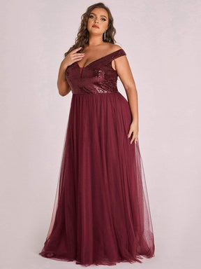 Größe Nach Maß Atemberaubendes ärmelloses Abendkleid mit hohem Bund aus Tüll und Pailletten 00277