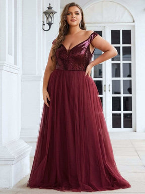 Größe Nach Maß Atemberaubendes ärmelloses Abendkleid mit hohem Bund aus Tüll und Pailletten 00277