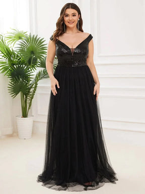 Größe Nach Maß Atemberaubendes ärmelloses Abendkleid mit hohem Bund aus Tüll und Pailletten 00277