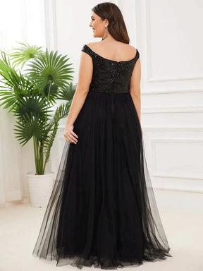 Größe Nach Maß Atemberaubendes ärmelloses Abendkleid mit hohem Bund aus Tüll und Pailletten 00277