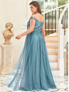 Größe Nach Maß Atemberaubendes ärmelloses Abendkleid mit hohem Bund aus Tüll und Pailletten 00277