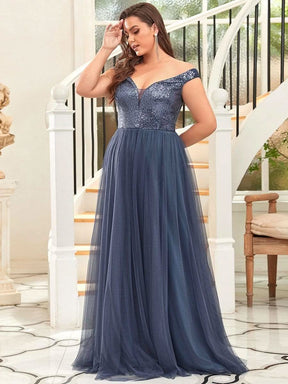 Größe Nach Maß Atemberaubendes ärmelloses Abendkleid mit hohem Bund aus Tüll und Pailletten 00277