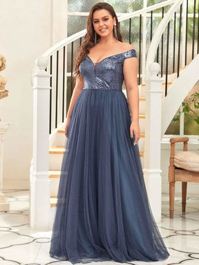 Größe Nach Maß Atemberaubendes ärmelloses Abendkleid mit hohem Bund aus Tüll und Pailletten 00277