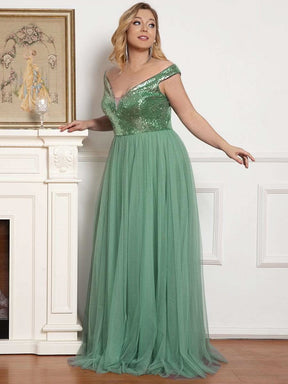 Größe Nach Maß Atemberaubendes ärmelloses Abendkleid mit hohem Bund aus Tüll und Pailletten 00277